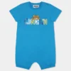 Moschino Kids Pagliaccetto azzurro per neonato con Teddy Bear e logo