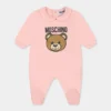 Moschino Tutina rosa per neonata con Teddy Bear e logo