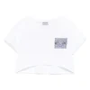 Moschino T-shirt con logo gommato per bambina bianco con girocollo