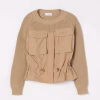 Pinko Pullover verde LS con tasche sul davanti